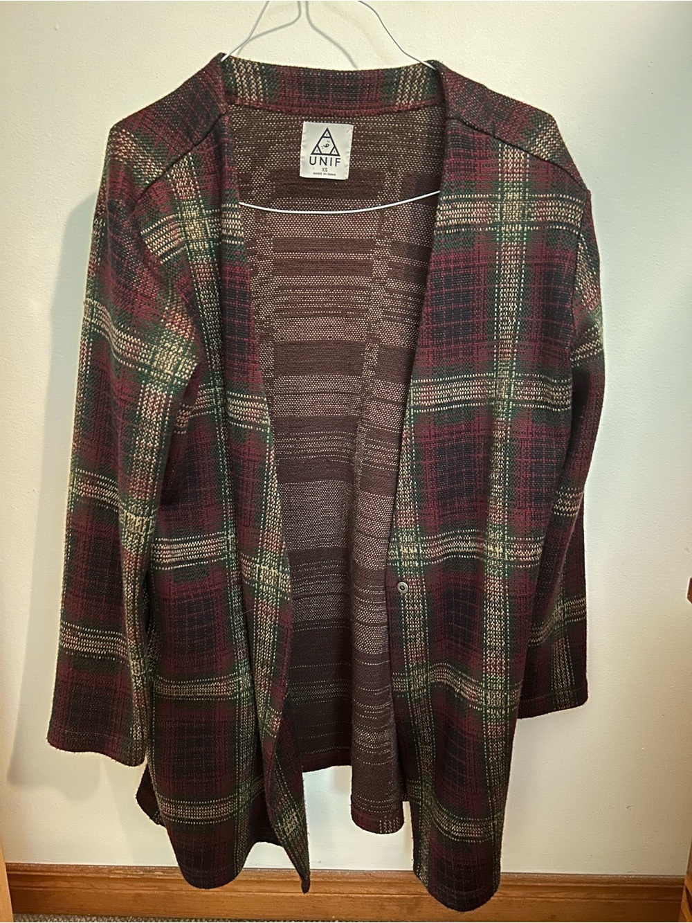 UNIF Nevermind Tweed Long Cardigan Tartan Plaid Duster Oversized